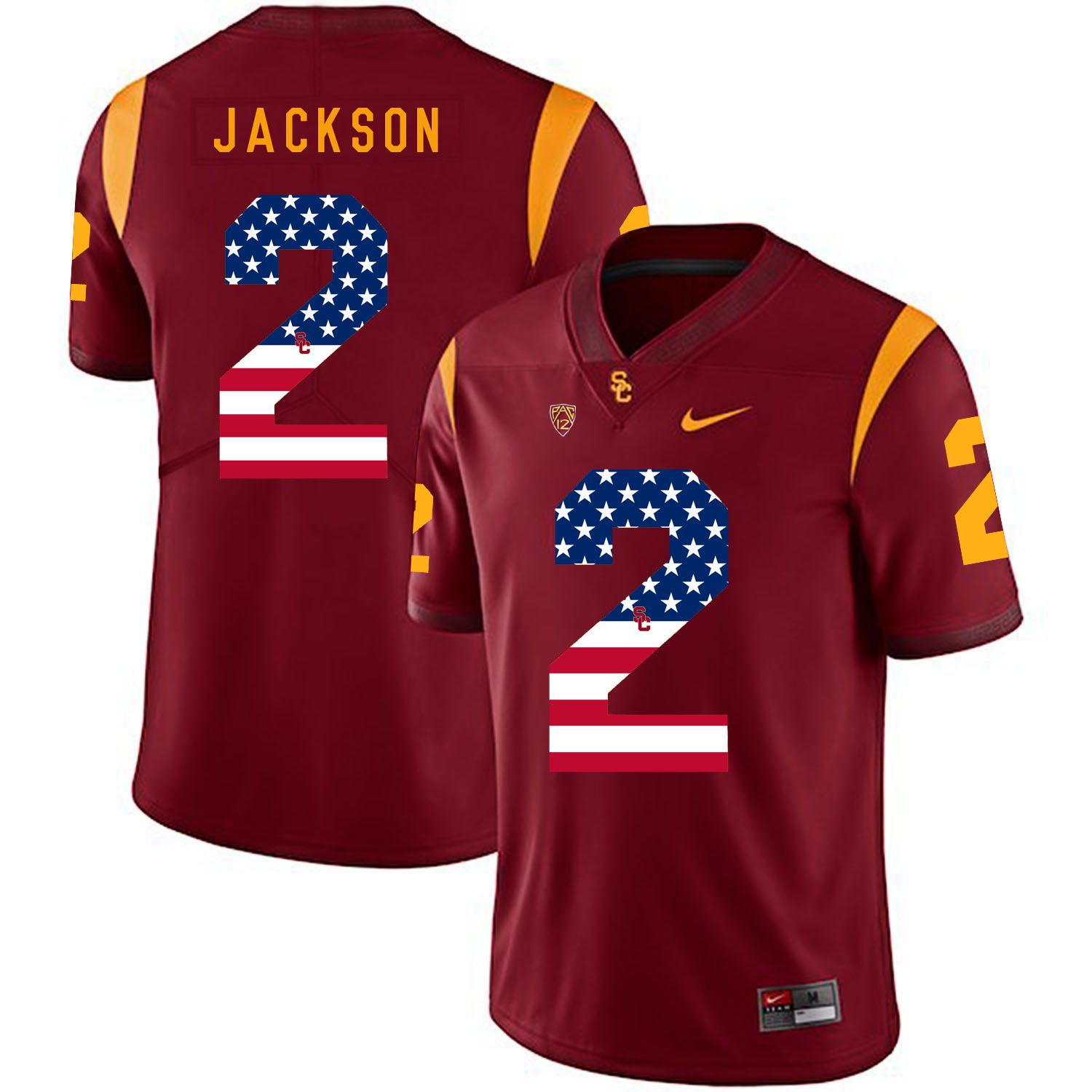 Men USC Trojans #2 Jackson Red Flag Customized NCAA Jerseys->customized ncaa jersey->Custom Jersey